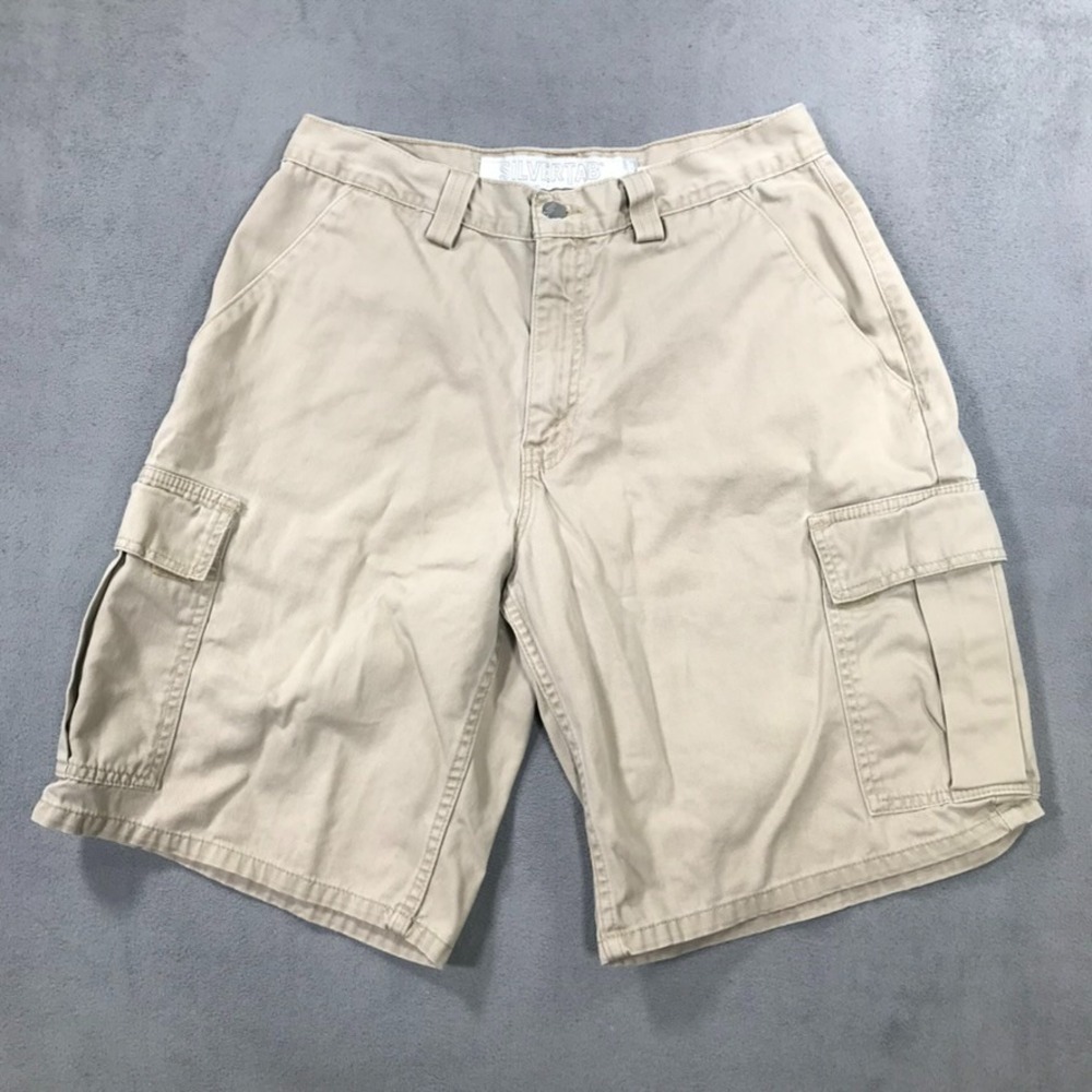 Vintage Levi's SilverTab Cargo Shorts Men's 31 Beige Khaki 90s Y2K Skate Grunge